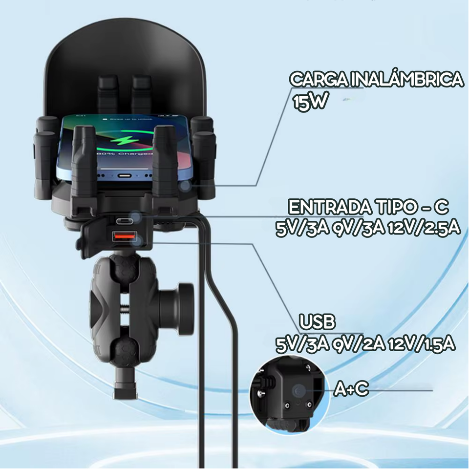 🔒Soporte Cargador Antivibración 360°